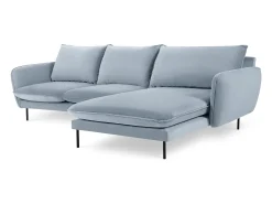 Sofá*Cosmopolitan Design - Sofá de canto direito "Vienna" 5 lugares em veludo - 255x170x95cm Azul claro