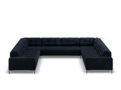Cosmopolitan Design - Sofá panorâmico "Bali" 9 lugares em veludo - 327x256x75cm Azul escuro