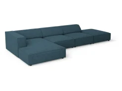 Hot Cosmopolitan Design - Sofá de canto esquerdo "Arendal" 5 lugares em tecido chenille com efeito canelado azul marinho - 341x166x70cm Azul esverdeado