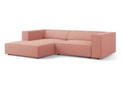 Sofá*Cosmopolitan Design - Sofá de canto esquerdo "Arendal" 3 lugares em tecido chenille - 224x166x70cm Rosa