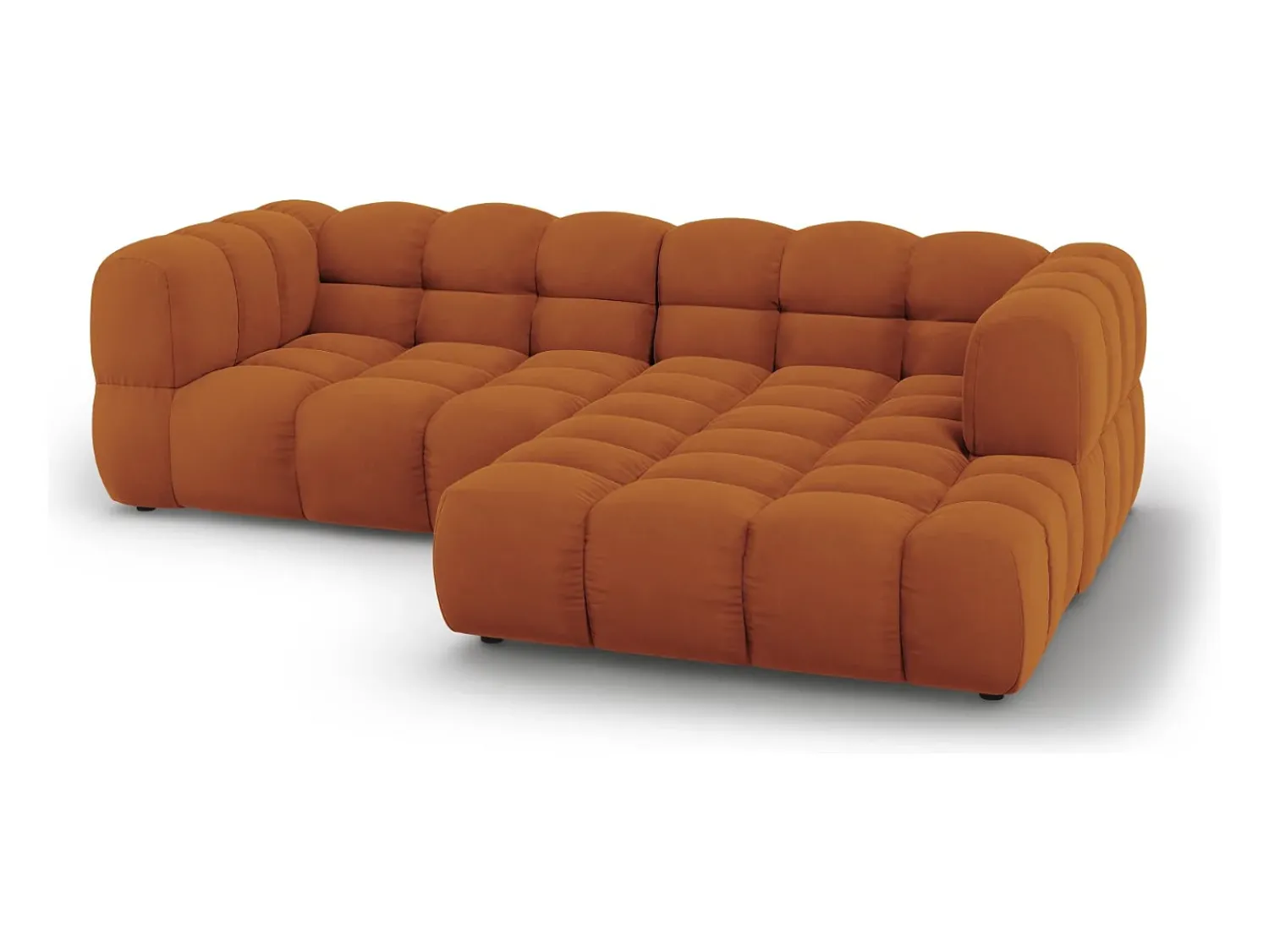 Outlet Cosmopolitan Design - Sofá modular de canto direito "Sky" 3 lugares em veludo - 244x162x75cm Terracota