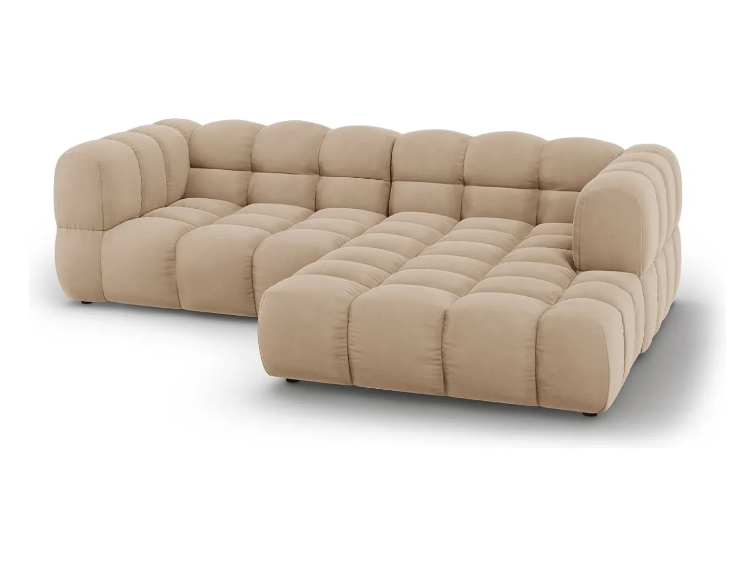 Sofá*Cosmopolitan Design - Sofá modular de canto direito "Sky" 3 lugares em veludo areia - 244x162x75cm Camel