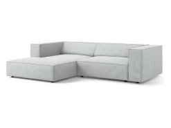 Sofá*Cosmopolitan Design - Sofá de canto esquerdo "Arendal" 3 lugares em tecido chenille com efeito canelado cinza claro - 224x166x70cm Cinzento claro