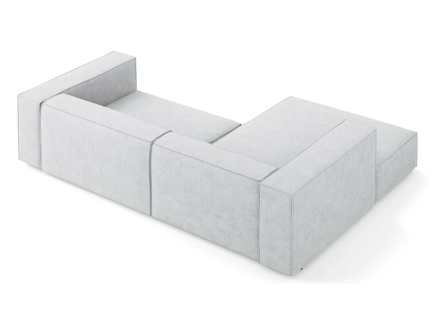 Sofá*Cosmopolitan Design - Sofá de canto esquerdo "Arendal" 3 lugares em tecido chenille com efeito canelado cinza claro - 224x166x70cm Cinzento claro