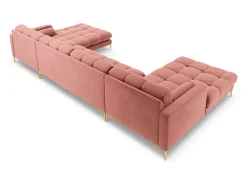 Best Cosmopolitan Design - Sofá panorâmico "Bali" 7 lugares em veludo - 383x185x75cm Rosa