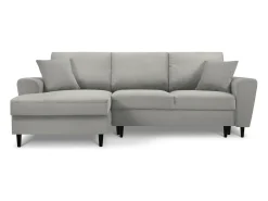 Sofá|Cosmopolitan Design - Sofá convertível de canto esquerdo com caixa de arrumação "Kyoto" 4 lugares em veludo cotelê cinza claro - 241x145x88cm Cinzento claro