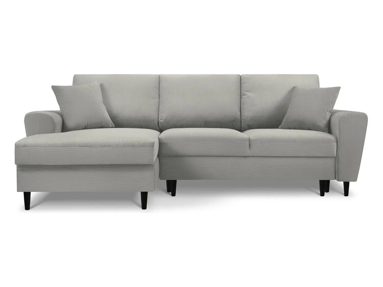 Sofá|Cosmopolitan Design - Sofá convertível de canto esquerdo com caixa de arrumação "Kyoto" 4 lugares em veludo cotelê cinza claro - 241x145x88cm Cinzento claro