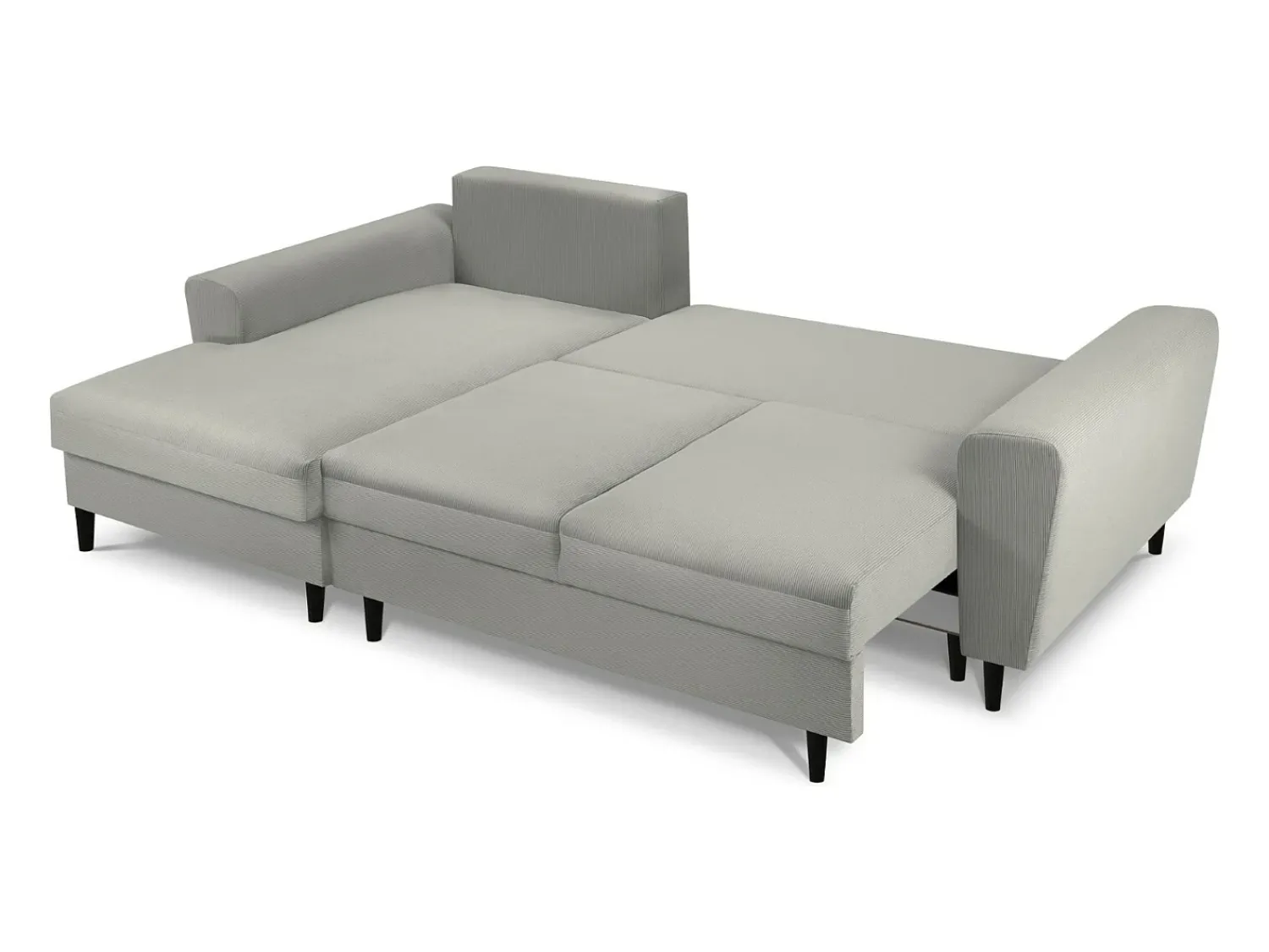 Sofá|Cosmopolitan Design - Sofá convertível de canto esquerdo com caixa de arrumação "Kyoto" 4 lugares em veludo cotelê cinza claro - 241x145x88cm Cinzento claro