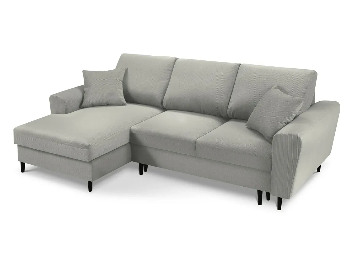 Sofá|Cosmopolitan Design - Sofá convertível de canto esquerdo com caixa de arrumação "Kyoto" 4 lugares em veludo cotelê cinza claro - 241x145x88cm Cinzento claro