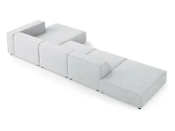 Sofá|Cosmopolitan Design - Sofá de canto direito "Arendal" 5 lugares em tecido chenille com efeito canelado cinza claro - 341x166x70cm Cinzento claro