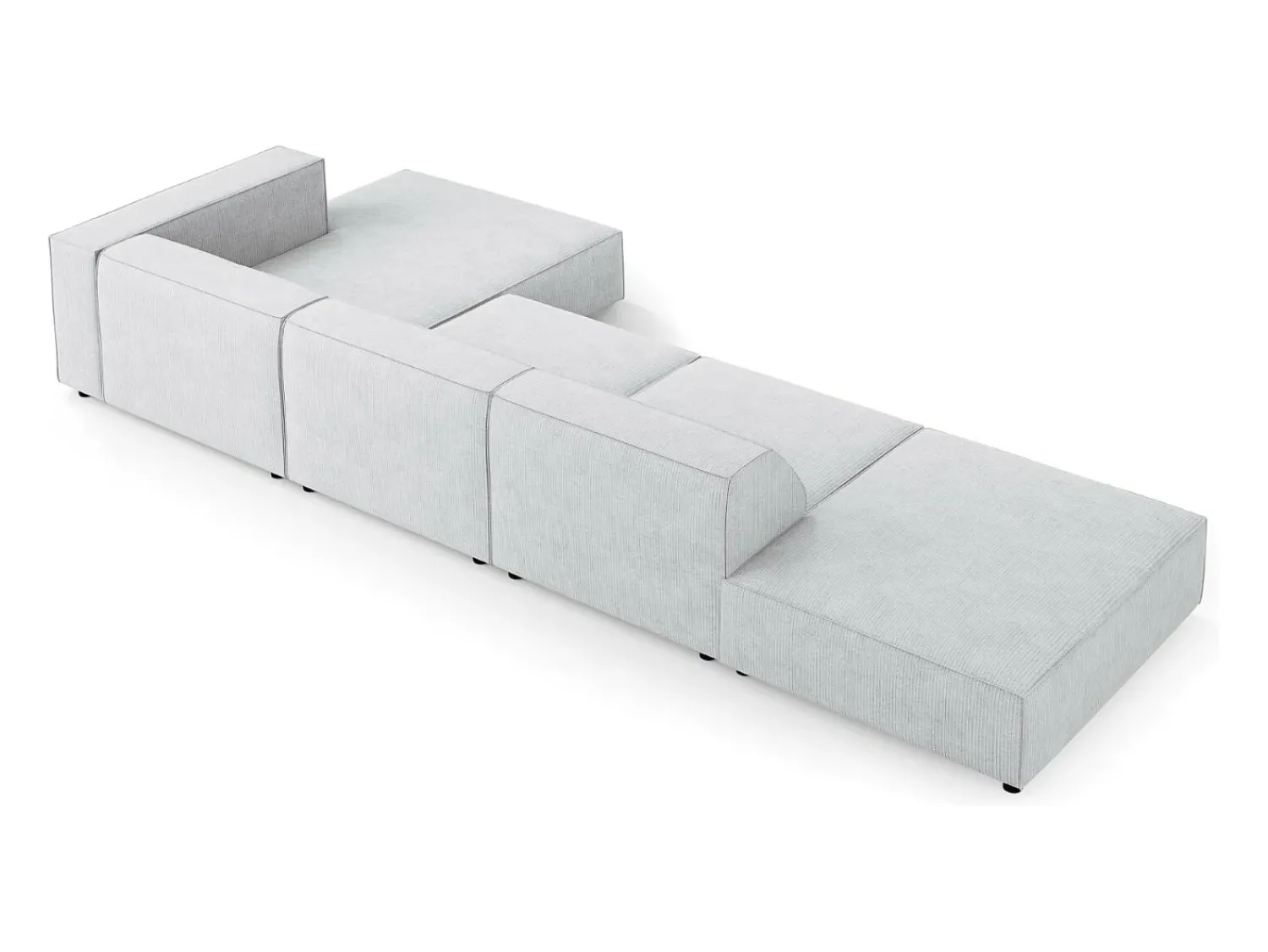 Sofá|Cosmopolitan Design - Sofá de canto direito "Arendal" 5 lugares em tecido chenille com efeito canelado cinza claro - 341x166x70cm Cinzento claro