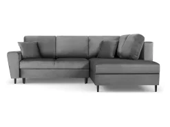 Sofá|Cosmopolitan Design - Sofá convertível de canto direito com caixa de arrumação "Kyoto" 5 lugares em veludo cinza claro - 243x194x88cm Cinzento claro