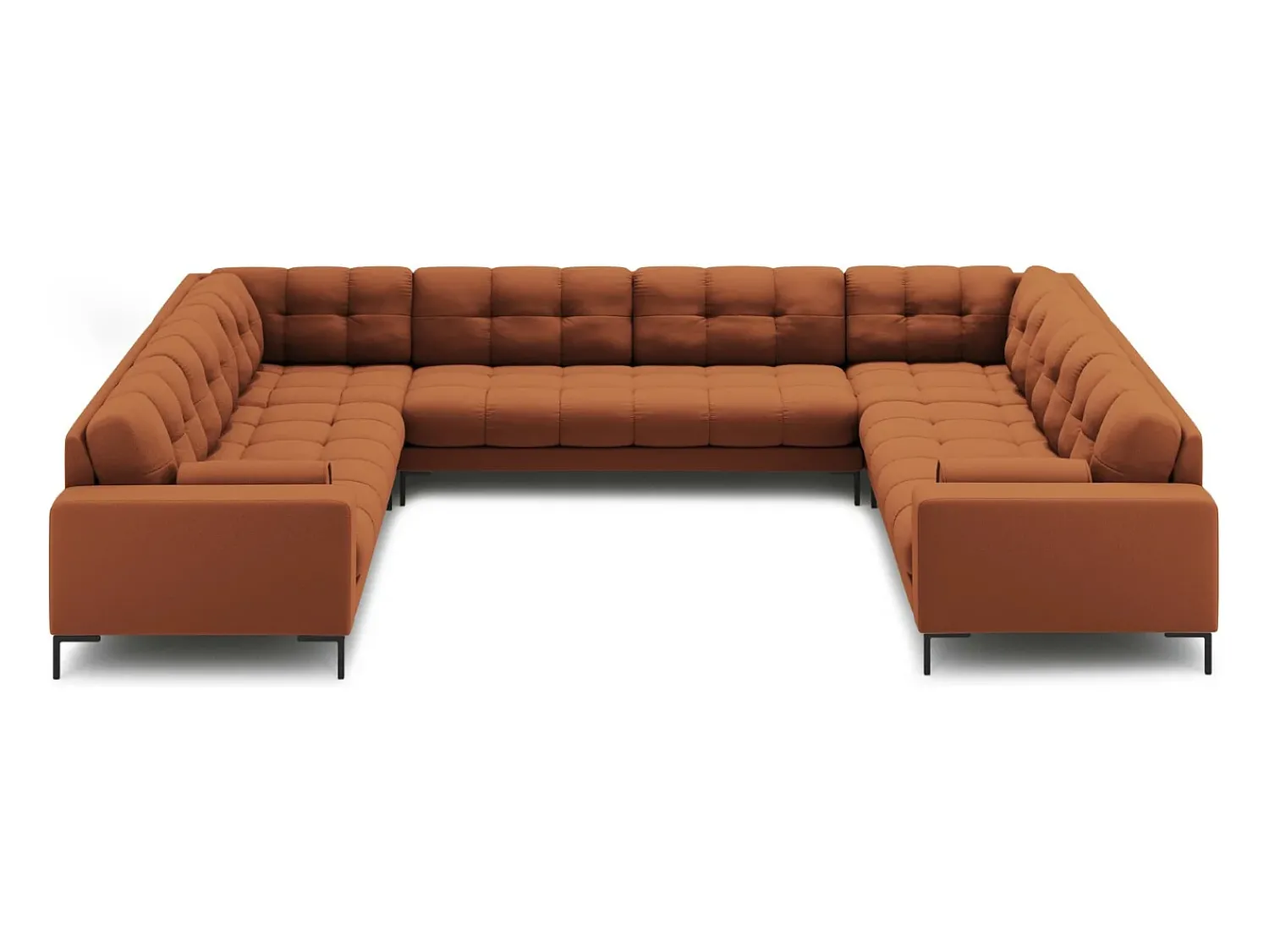 Online Cosmopolitan Design - Sofá panorâmico "Bali" 9 lugares em tecido estrutural tijolo - 327x256x75cm Terracota