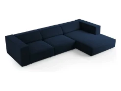 Cosmopolitan Design - Sofá de canto direito "Arendal" 4 lugares em veludo azul real - 284x166x70cm^ Sofá