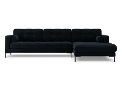 Sofá|Cosmopolitan Design - Sofá de canto direito "Bali" 5 lugares em veludo - 293x185x75cm Azul escuro