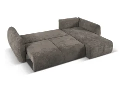 Clearance Cosmopolitan Design - Sofá convertível de canto direito com caixa de arrumação "Matera" 4 lugares em tecido chenille cinza - 253x173x86cm Cinzento
