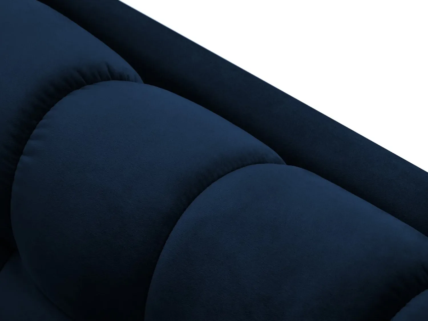 Cosmopolitan Design - Sofá de canto direito "Bali" 5 lugares em veludo azul real - 293x185x75cm Azul escuro