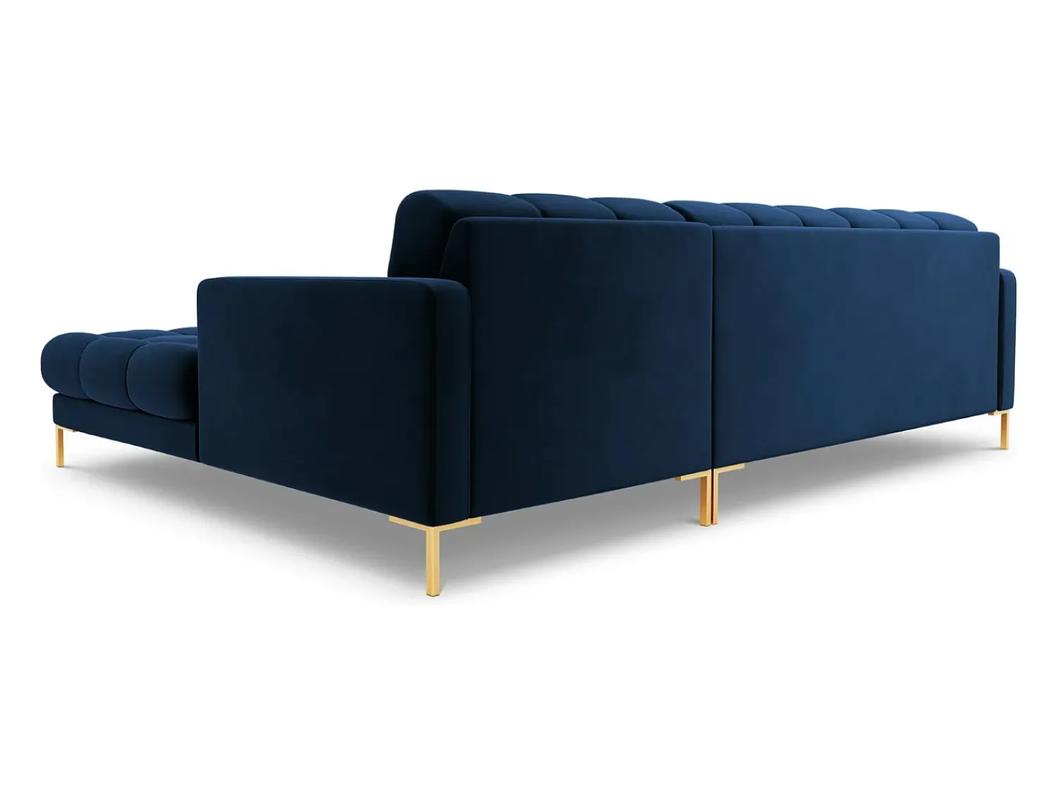 Cosmopolitan Design - Sofá de canto direito "Bali" 5 lugares em veludo azul real - 293x185x75cm Azul escuro