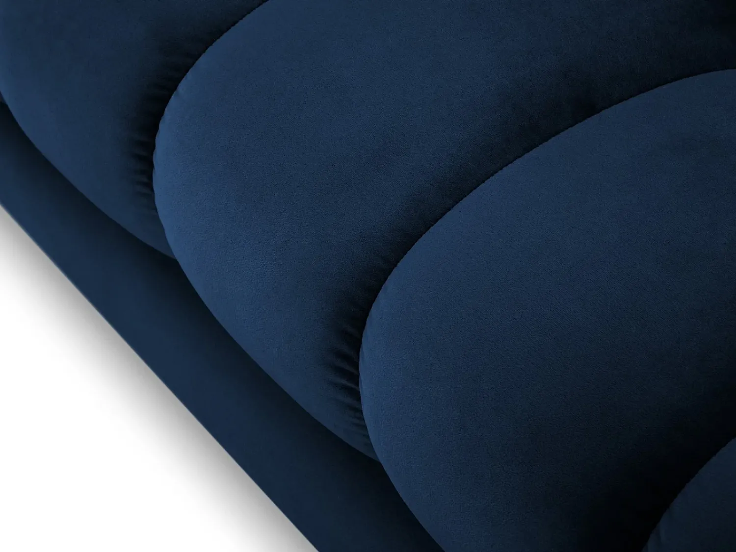 Cosmopolitan Design - Sofá de canto direito "Bali" 5 lugares em veludo azul real - 293x185x75cm Azul escuro