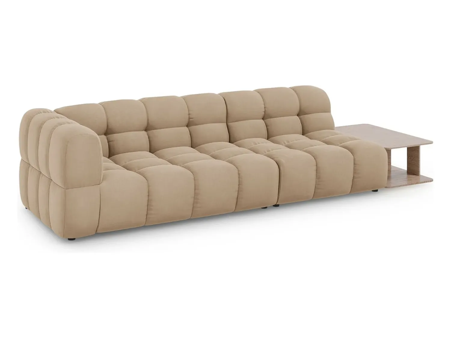 Sofá*Cosmopolitan Design - Sofá modular direito "Sky" 4 lugares em veludo areia - 297x102x75cm Camel
