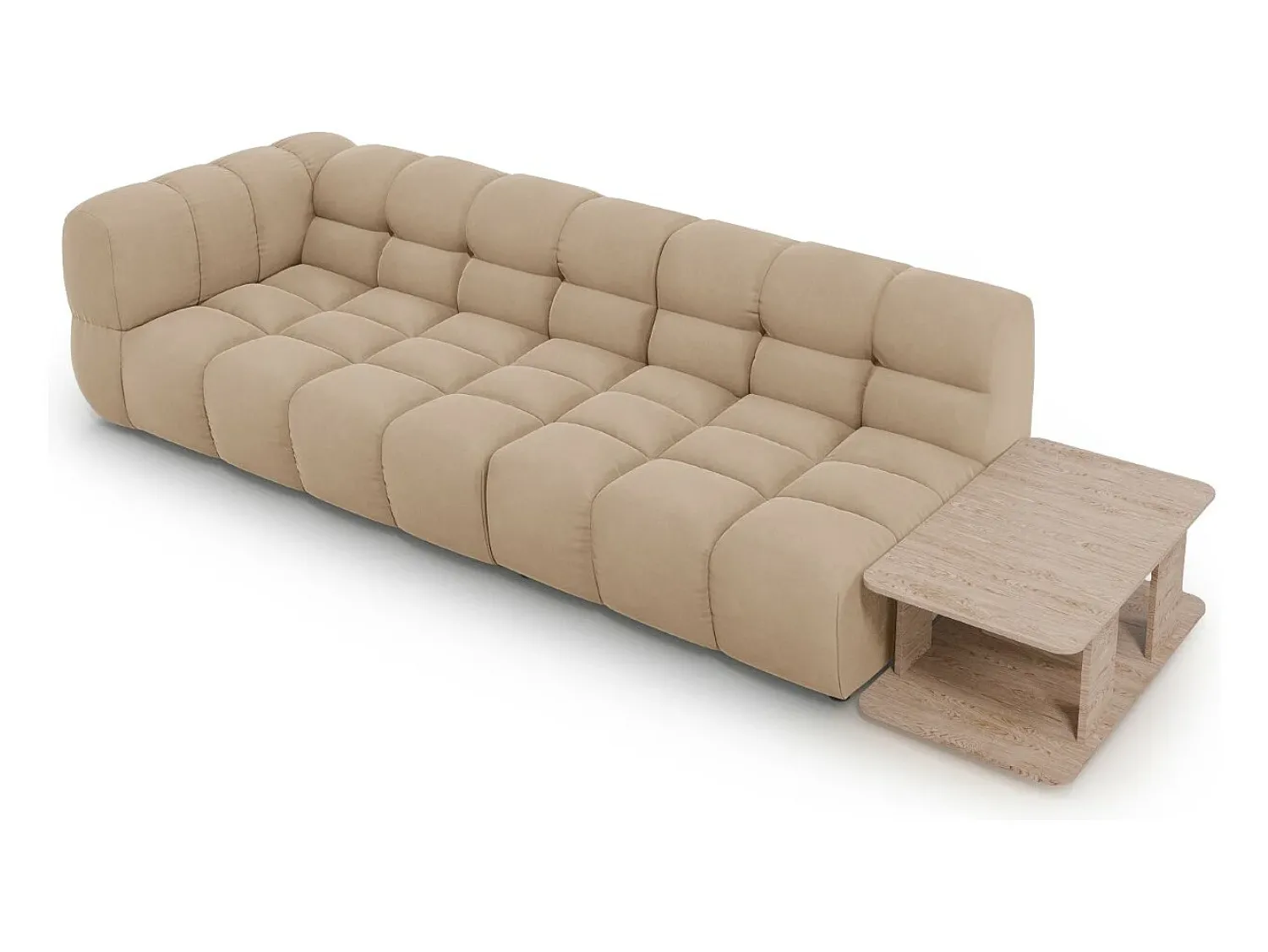 Sofá*Cosmopolitan Design - Sofá modular direito "Sky" 4 lugares em veludo areia - 297x102x75cm Camel