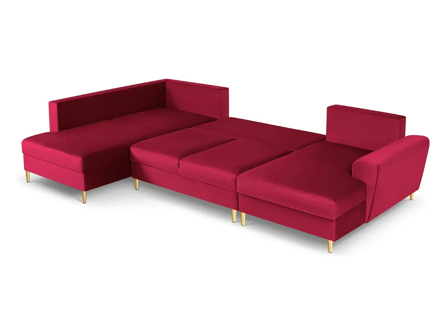 Cosmopolitan Design - Sofá panorâmico convertível esquerdo com caixa de arrumação "Kyoto" 7 lugares em veludo - 313x194x88cm^ Sofá