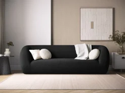 Sofá|Cosmopolitan Design - Sofá "Essen" 3 lugares em tecido bouclé - 230x95x86cm Preto