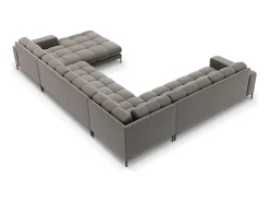 Sofá|Cosmopolitan Design - Sofá de canto panorâmico à esquerda "Bali" 7 lugares em veludo cinza claro - 327x256x75cm Cinzento claro