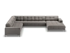 Sofá|Cosmopolitan Design - Sofá de canto panorâmico à esquerda "Bali" 7 lugares em veludo cinza claro - 327x256x75cm Cinzento claro