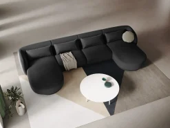 Sofá*Cosmopolitan Design - Sofá panorâmico "Tulum" 5 lugares em veludo cinza - 330x156x70cm Cinzento