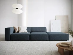 Clearance Cosmopolitan Design - Sofá direito "Arendal" 4 lugares em tecido chenille azul real - 262x102x70cm Azul escuro