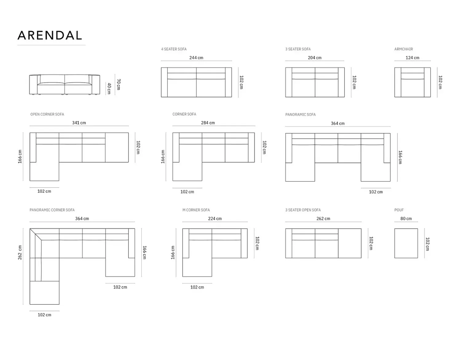 Clearance Cosmopolitan Design - Sofá direito "Arendal" 4 lugares em tecido chenille azul real - 262x102x70cm Azul escuro