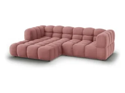 Cosmopolitan Design - Sofá modular de canto esquerdo "Sky" 3 lugares em veludo salmão - 244x162x75cm^ Sofá