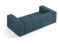 Sofá*Cosmopolitan Design - Sofá "Arendal" 3 lugares em tecido chenille com efeito canelado azul marinho - 204x102x70cm Azul esverdeado
