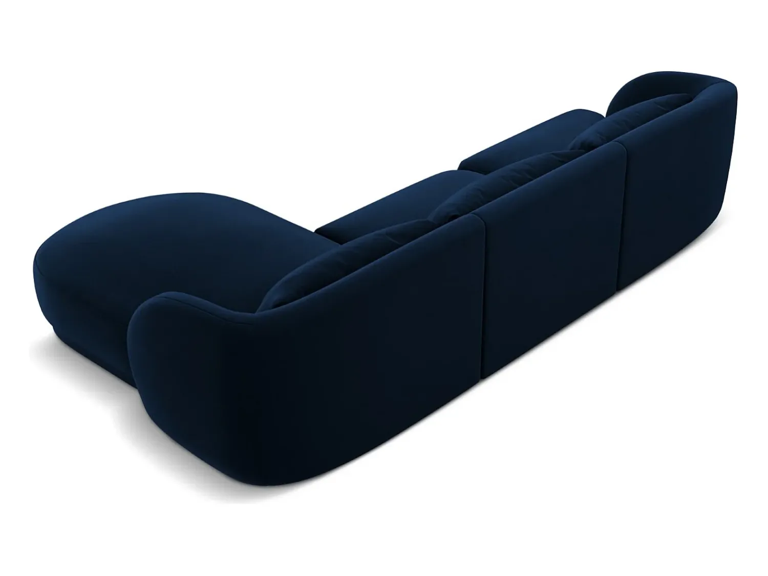 Sofá|Cosmopolitan Design - Sofá de canto direito "Tulum" 4 lugares em veludo azul real - 255x156x70cm Azul escuro