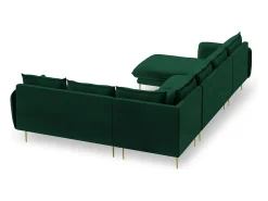 Sofá*Cosmopolitan Design - Sofá de canto direito panorâmico "Vienna" 7 lugares em veludo verde garrafa - 330x235x95cm Verde pinho