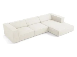 Sale Cosmopolitan Design - Sofá de canto direito "Arendal" 4 lugares em tecido chenille com efeito canelado - 284x166x70cm Marfim