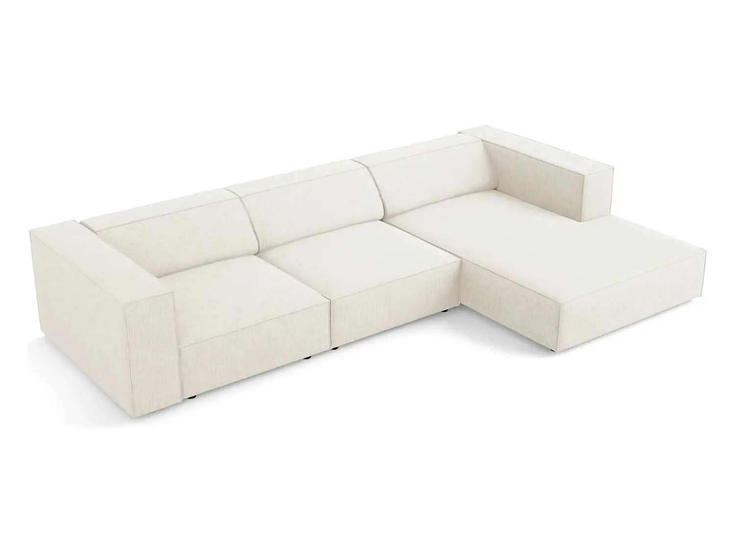 Sale Cosmopolitan Design - Sofá de canto direito "Arendal" 4 lugares em tecido chenille com efeito canelado - 284x166x70cm Marfim