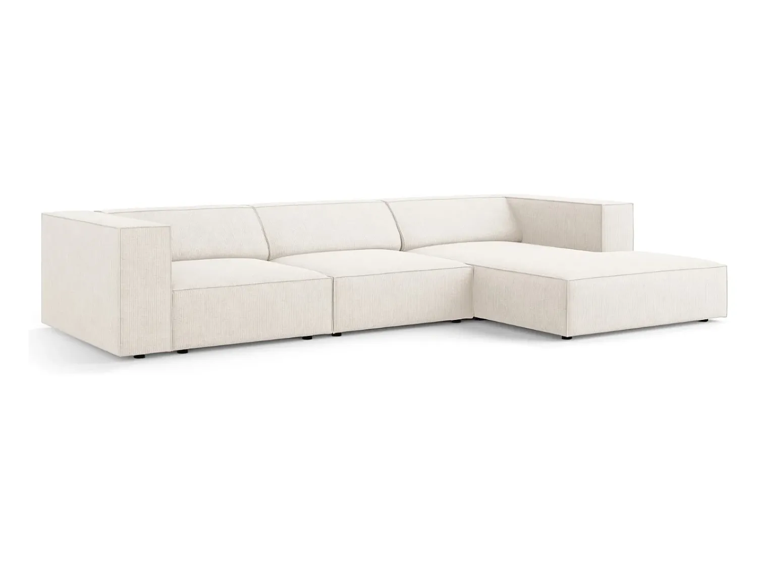 Sale Cosmopolitan Design - Sofá de canto direito "Arendal" 4 lugares em tecido chenille com efeito canelado - 284x166x70cm Marfim