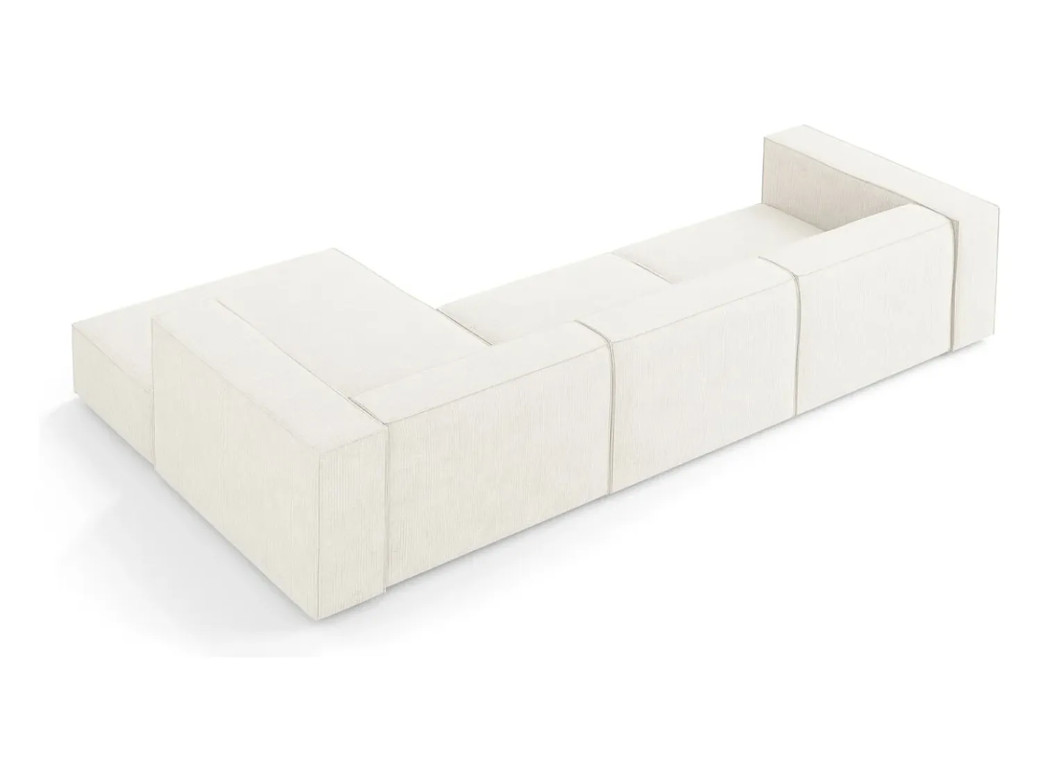 Sale Cosmopolitan Design - Sofá de canto direito "Arendal" 4 lugares em tecido chenille com efeito canelado - 284x166x70cm Marfim