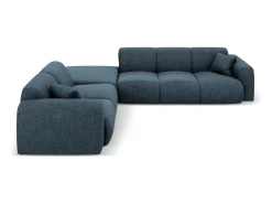 Sofá*Cosmopolitan Design - Sofá de canto esquerdo "Nolio" 4 lugares em tecido chenille azul real - 315x250x72cm Azul escuro