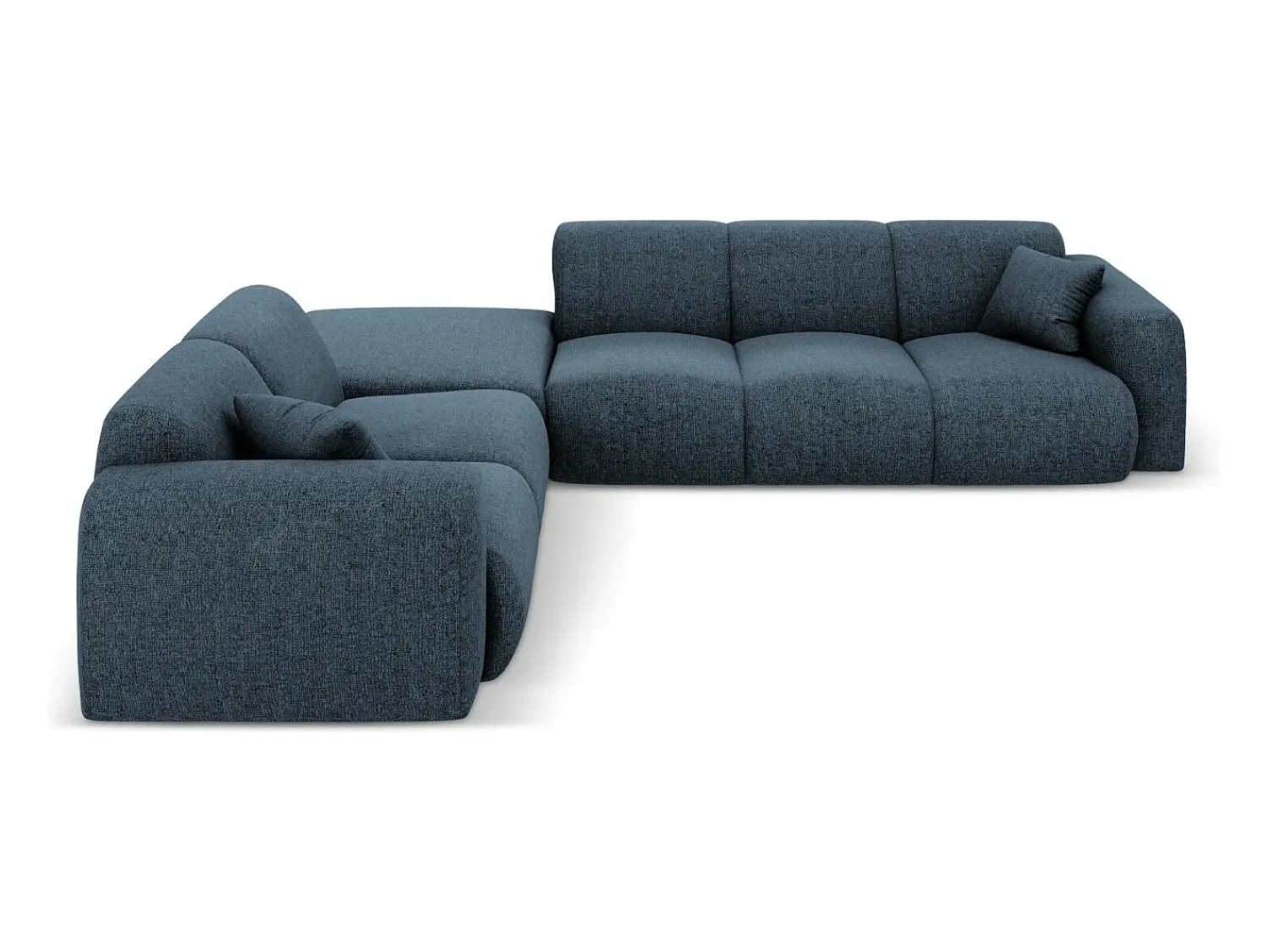 Sofá*Cosmopolitan Design - Sofá de canto esquerdo "Nolio" 4 lugares em tecido chenille azul real - 315x250x72cm Azul escuro