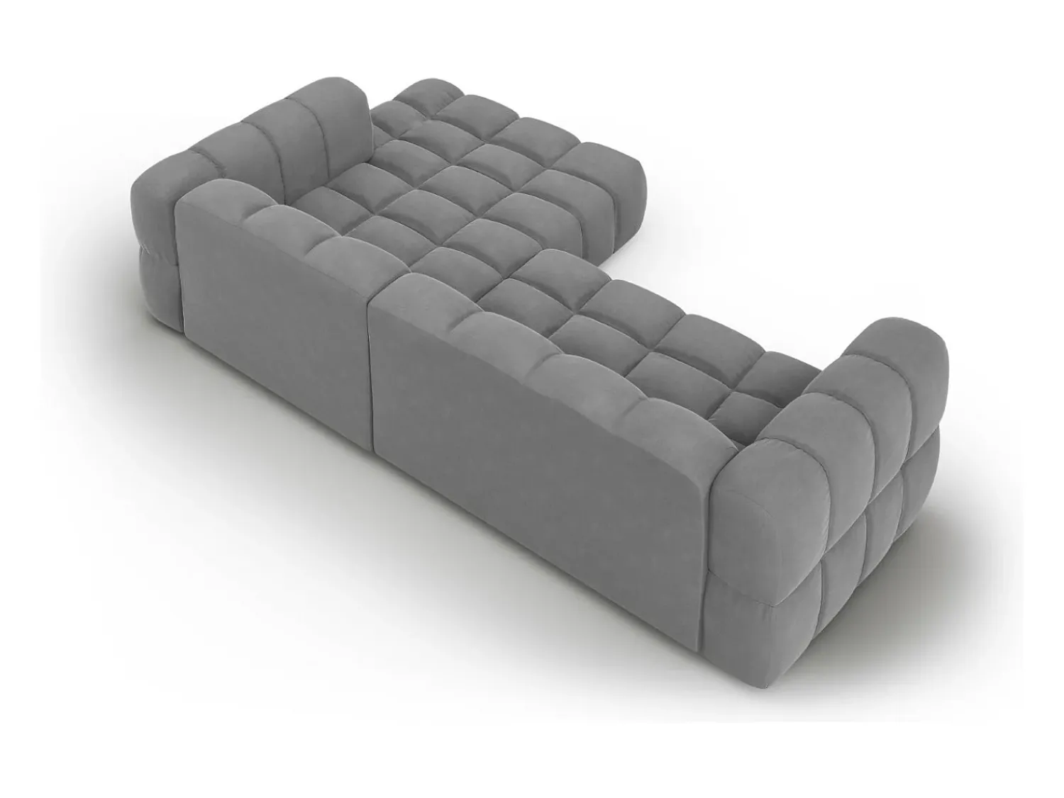 Sofá*Cosmopolitan Design - Sofá modular de canto direito "Sky" 4 lugares em veludo cinza claro - 272x162x75cm Cinzento claro
