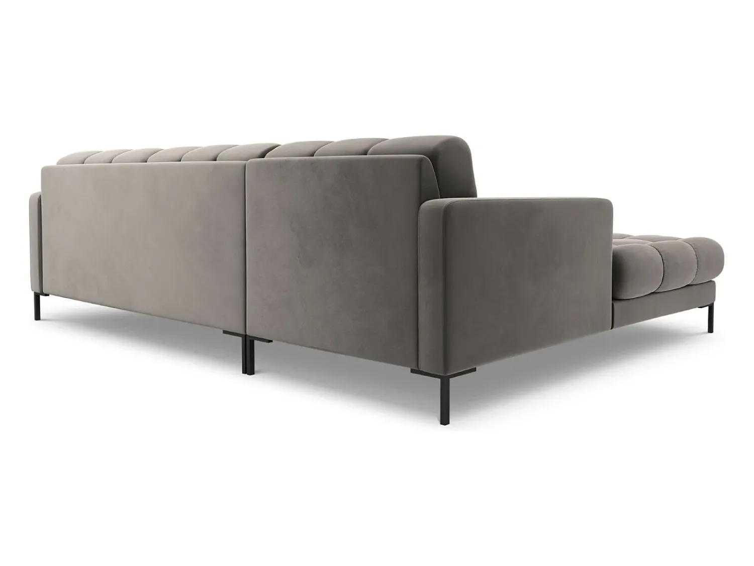 Sofá*Cosmopolitan Design - Sofá de canto esquerdo "Bali" 5 lugares em veludo cinza claro - 293x185x75cm Cinzento claro