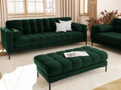 Outlet Cosmopolitan Design - Sofá "Bali" 4 lugares em veludo verde garrafa - 217x92x75cm Verde pinho
