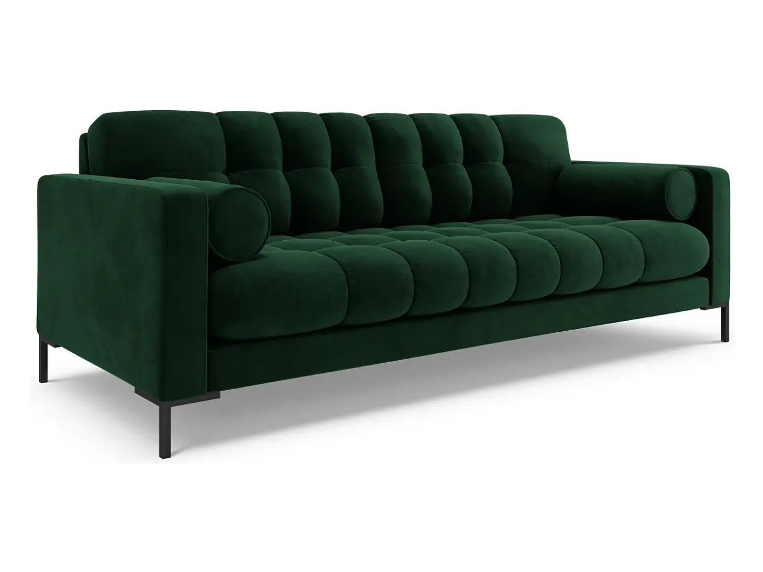 Outlet Cosmopolitan Design - Sofá "Bali" 4 lugares em veludo verde garrafa - 217x92x75cm Verde pinho