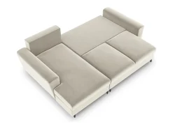 Sofá|Cosmopolitan Design - Sofá convertível de canto esquerdo com caixa de arrumação "Kyoto" 4 lugares em veludo claro - 241x145x88cm Bege