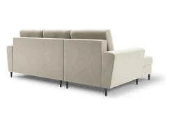Sofá|Cosmopolitan Design - Sofá convertível de canto esquerdo com caixa de arrumação "Kyoto" 4 lugares em veludo claro - 241x145x88cm Bege