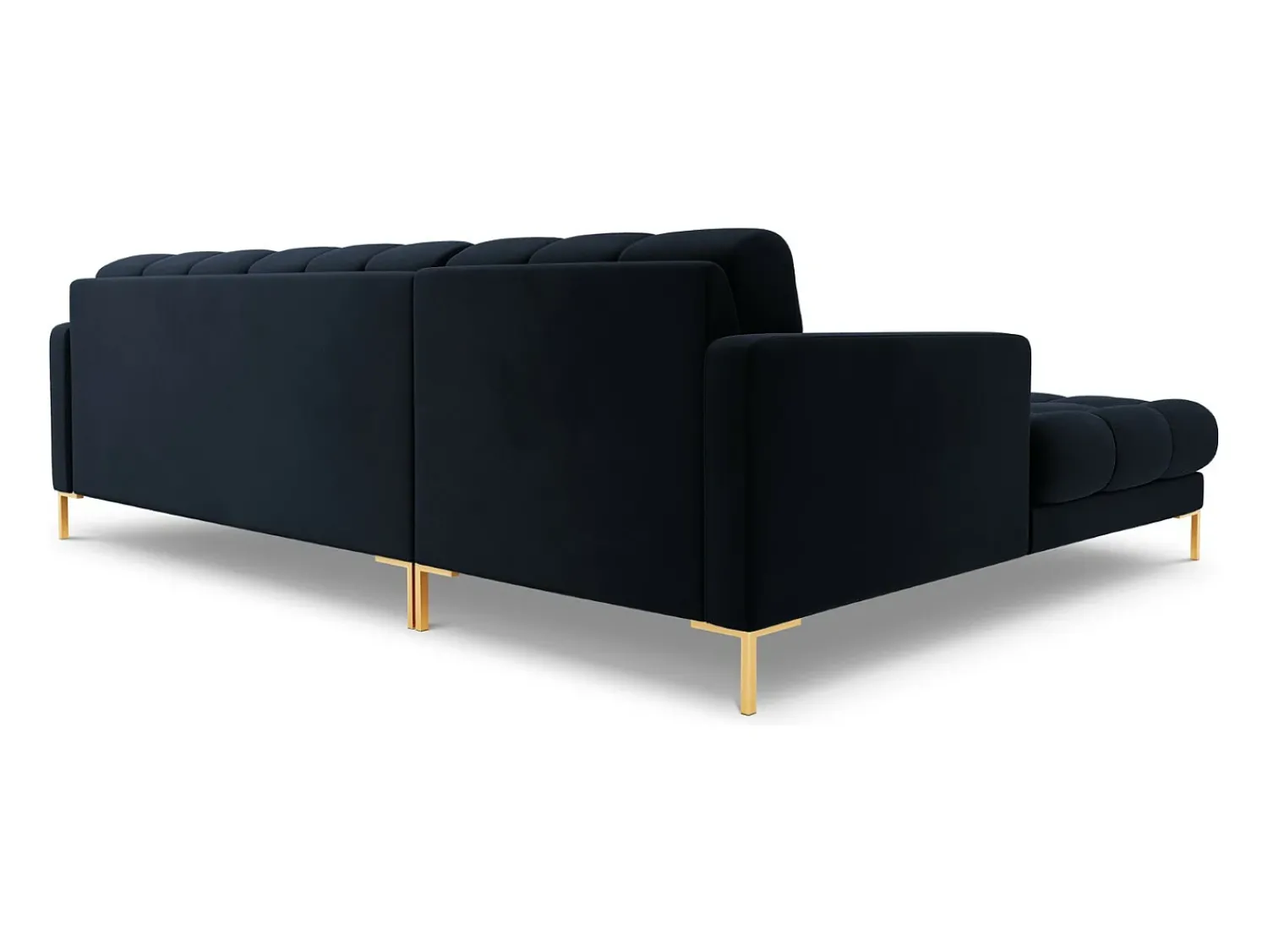 Cosmopolitan Design - Sofá de canto esquerdo "Bali" 5 lugares em veludo - 293x185x75cm Azul escuro