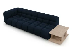 Cosmopolitan Design - Sofá modular direito "Sky" 4 lugares em veludo azul real - 297x102x75cm Azul escuro
